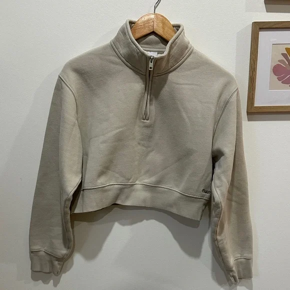 TNA Beige Half-Zip Cropped Sweatshirt Size M - Picture 6 of 8